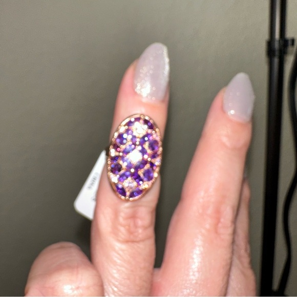 Purple gemstone lab ring 14k over sterling silver size 5 - Picture 7 of 7